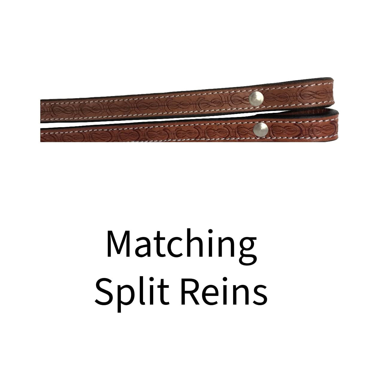 Tahoe Tack Barbwire Leather Western Hand Tooled Browband Headstall With Matching Split Reins, Mini, Mahogany