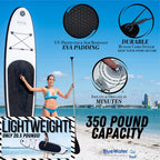 Blue Water Toys Portable Inflatable Stand Up Paddle Board Kit With Pump, Backpack, Coil Leash, And Repair Kit, Sup 350 Pound Lim