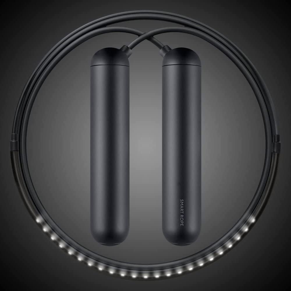 [Tangram Factory] Smart Rope - Led Embedded Jump Rope (Black, Medium)