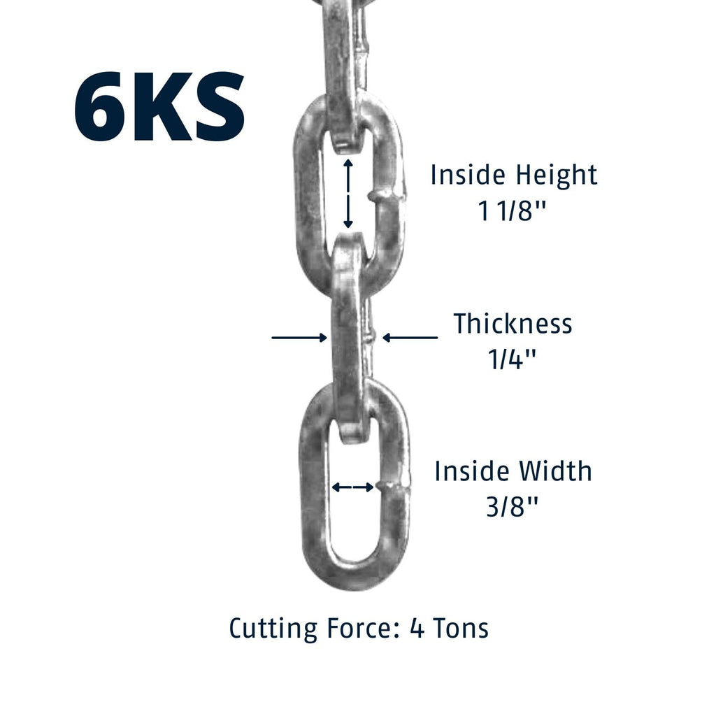 Abus Hardened Steel 6Ks 2 Foot X 1/4'' Thick Square Security Chain For Bikes, Containers, Trailers, Atv'S, Motorcycles And Perso