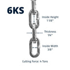 Abus Hardened Steel 6Ks 2 Foot X 1/4'' Thick Square Security Chain For Bikes, Containers, Trailers, Atv'S, Motorcycles And Perso