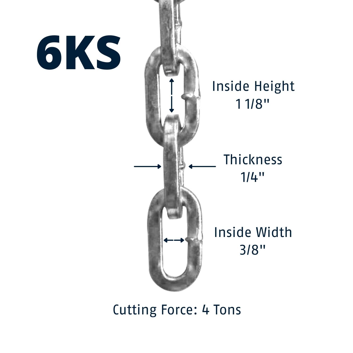 Abus Hardened Steel 6Ks 2 Foot X 1/4'' Thick Square Security Chain For Bikes, Containers, Trailers, Atv'S, Motorcycles And Perso