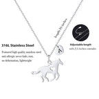 Monooc Horse Jewelry For Women, Girls Horse Necklace Dainty Heart Initial Necklace For Daughter, Stainless Steel Horse Pendant D