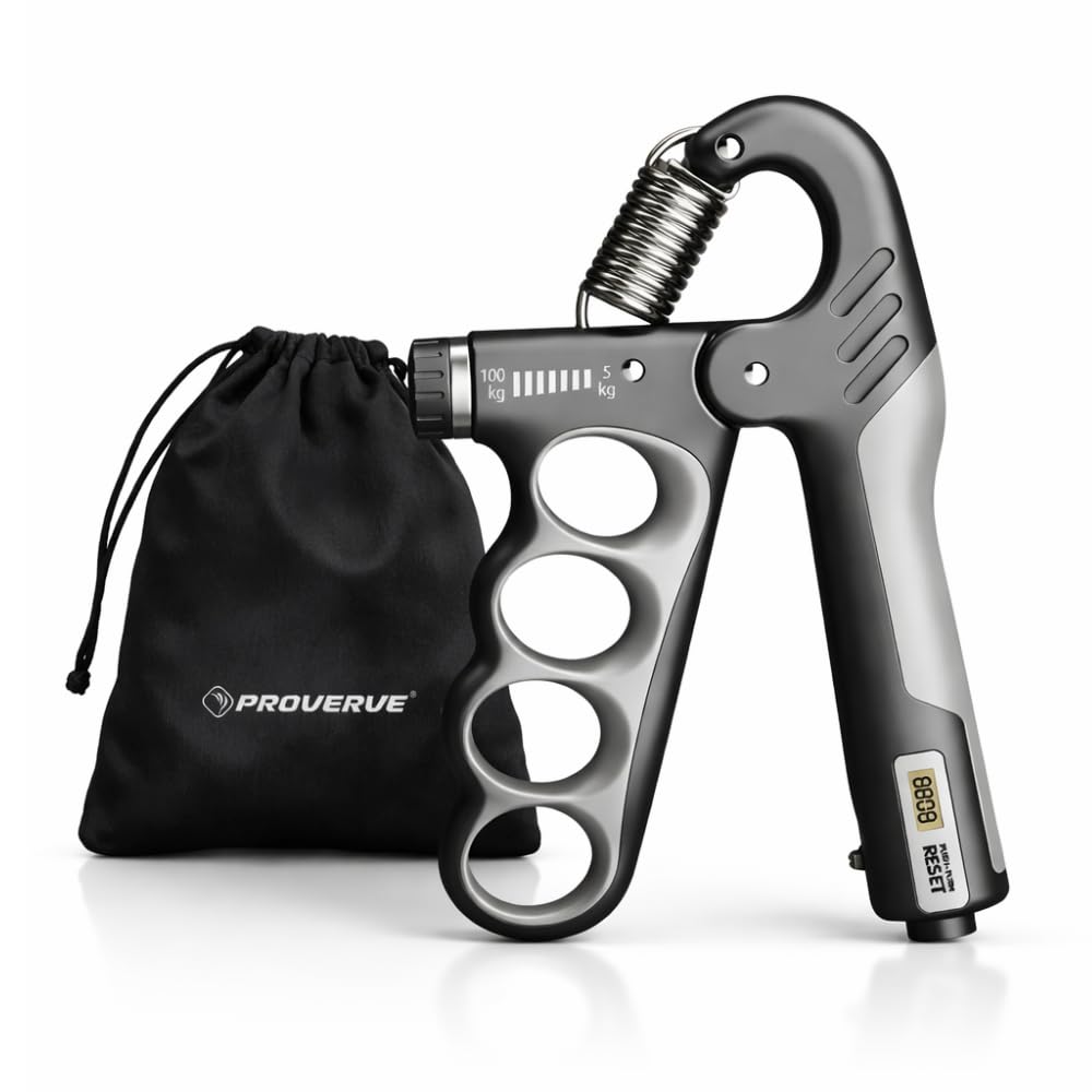 PROVERVE Adjustable Hand Gripper with Counter (5100kg) | Grip Strengthener for Men & Women | Steel Coil Forearm Exerciser | Fin