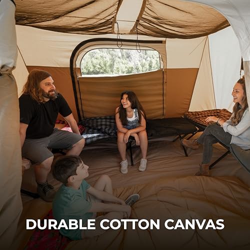 Teton Mesa 10 Canvas Tent; 6 Person Family Camping Tent, Room With A View