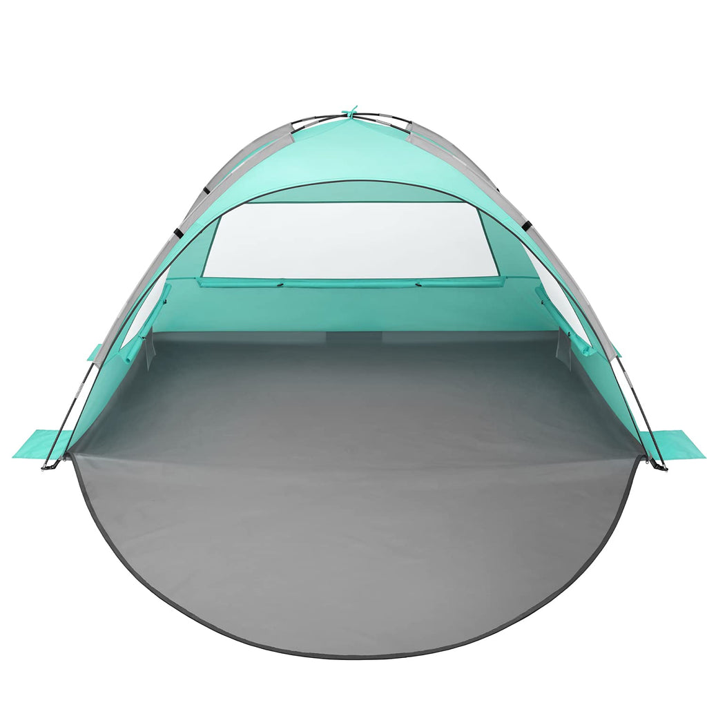 Oileus Beach Tent 2-3 Person Portable Sun Shade Shelter Uv Protection, Extended Floor Ventilating Mesh Roll Up Windows Carrying