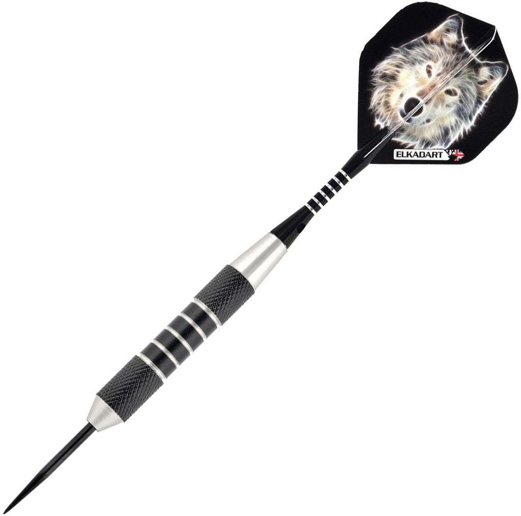 Elkadart Lone Wolf Steel Tip Darts With Storage/Travel Case, 19 Grams Black