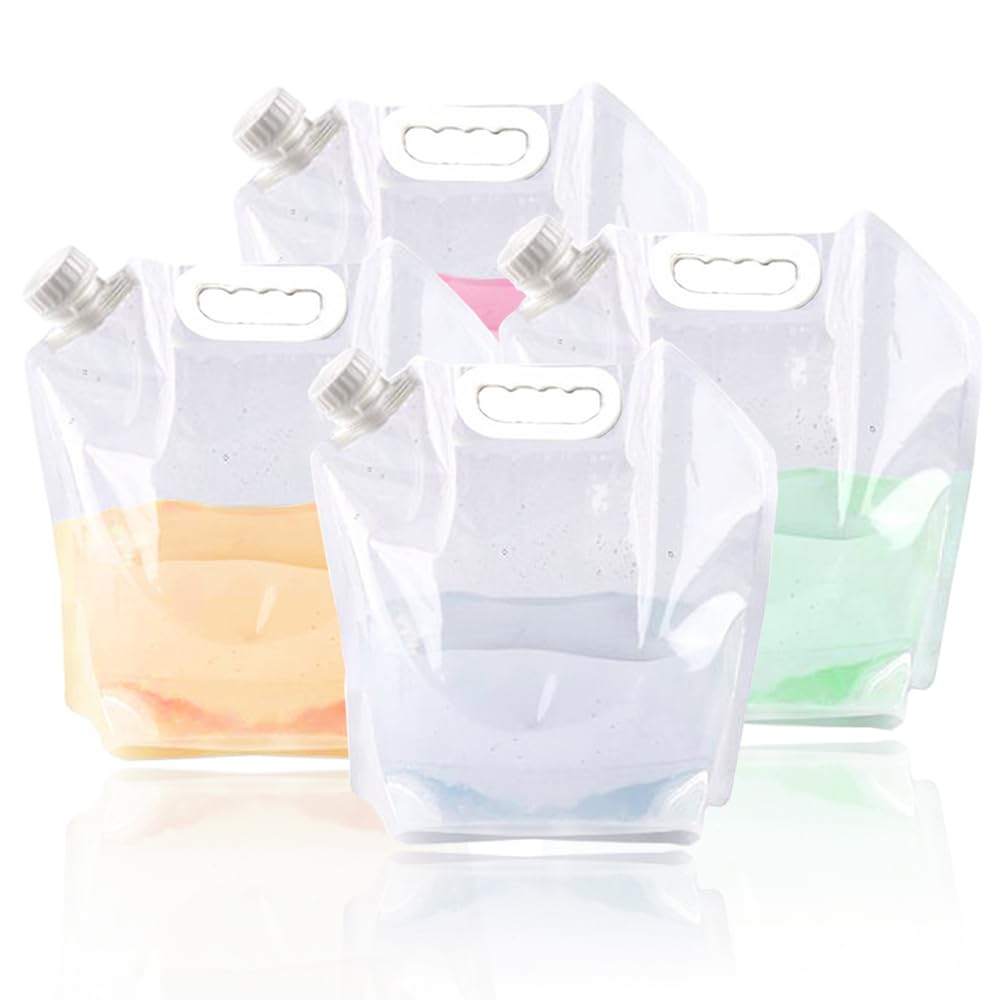 SUPANT 5 Litres(4PCS) Collapsible Water Jug Container, Freezable, 5.3 Gal BPA Free Plastic Water Carrier Tank, Outdoor Folding W