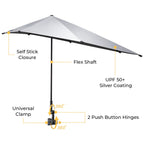 G4Free Upf 50+ Adjustable Beach Umbrella Xl With Universal Clamp For Chair, Golf Bags, Stroller, Wheelchair, Bleacher, Patio(Bla