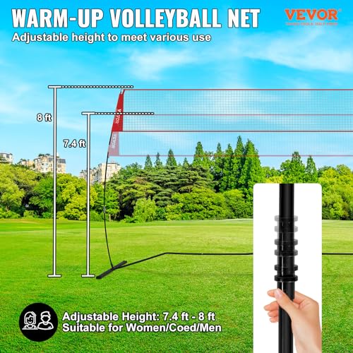 Vevor Freestanding Volleyball Training Net For Indoor Or Outdoor Use, Adjustable Height Portable Net System With Carrying Bag, P