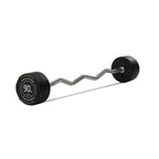 Titan Fitness 90 Lb Rubber Ez Curl Fixed Barbell, Pre-Loaded Weight Bar For Strength Training & Weightlifting