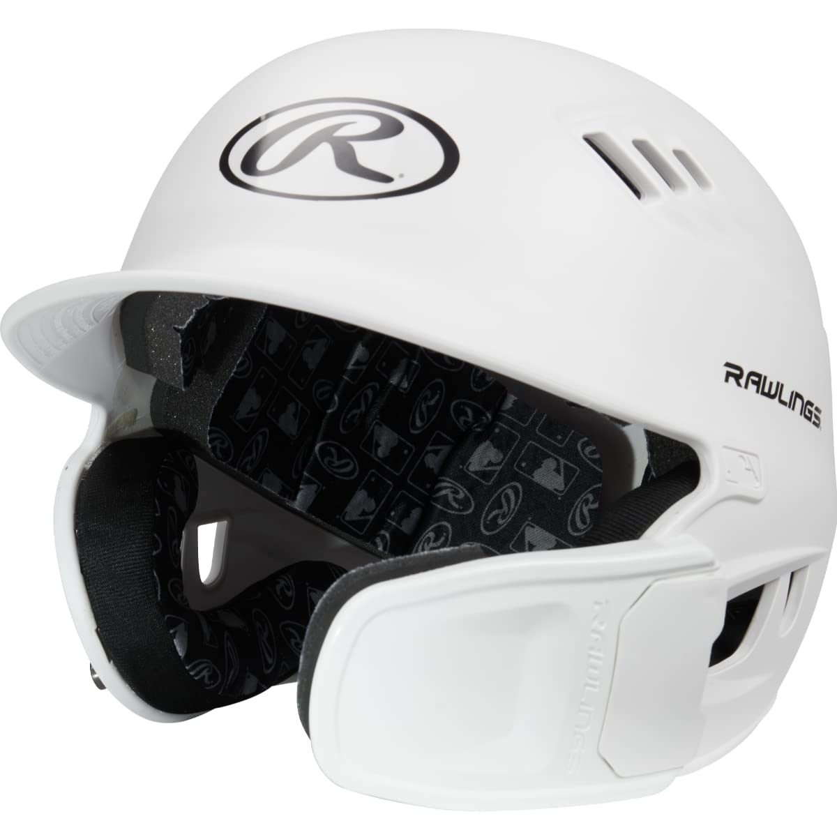 Rawlings | R16 REVERSIBLE EXT | Matte Batting Helmet | Reversible Face Guard | Senior (6 7/8 - 7 5/8) | Matte White
