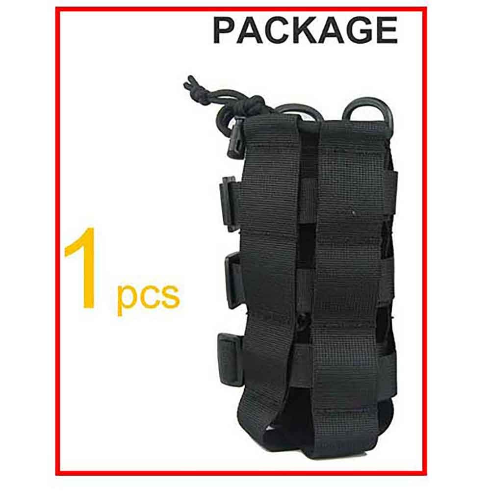 Patiosguard Tactical Water Bottle Pouch For Molle Systems, Adjustable Outdoor Sports Kettle Carrier Holder (Black)