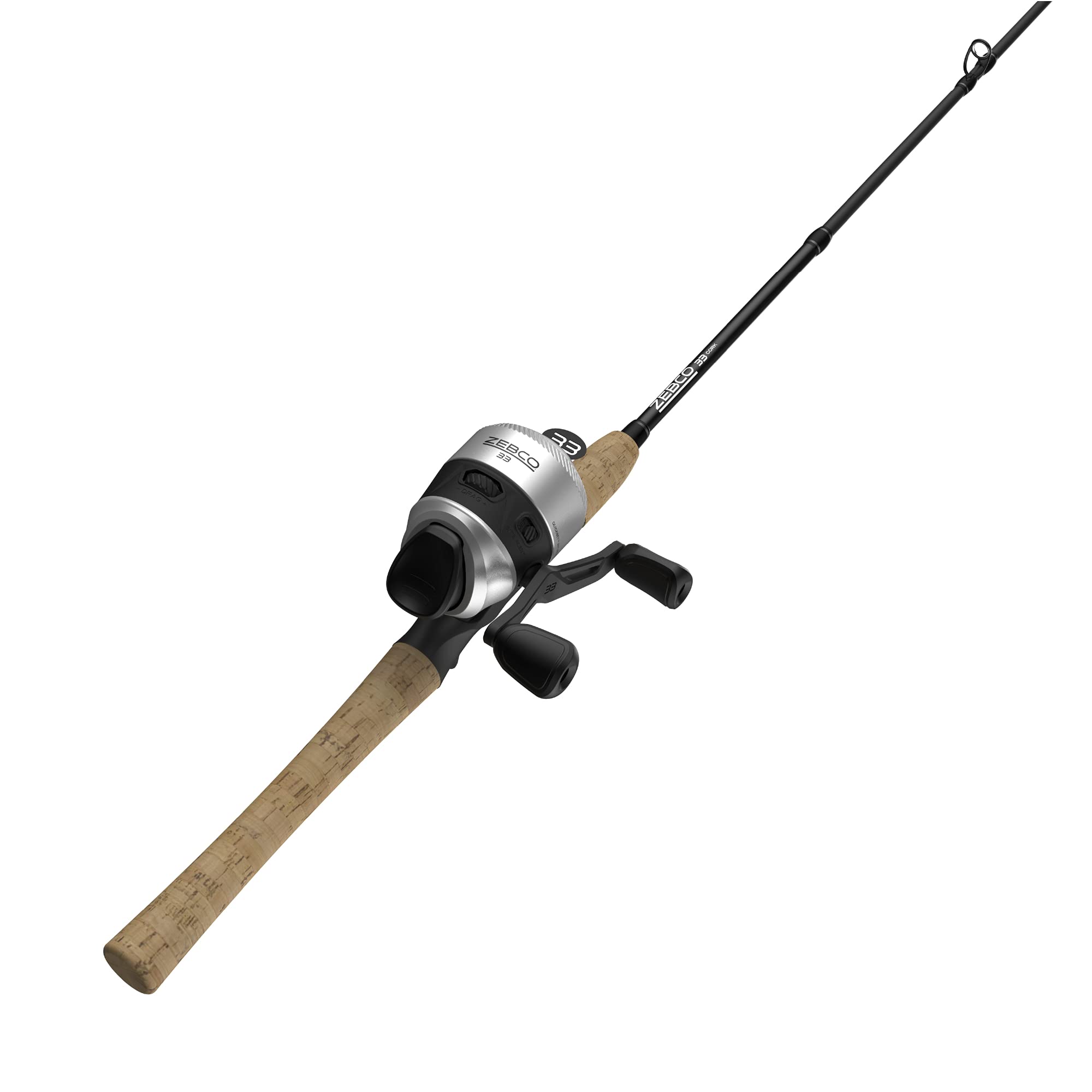 Zebco 33 Cork Spincast Reel And Fishing Rod Combo, 6-Foot 6-Inch 2-Piece Graphite Rod With Cork Handle, Quickset Anti-Reverse Fi