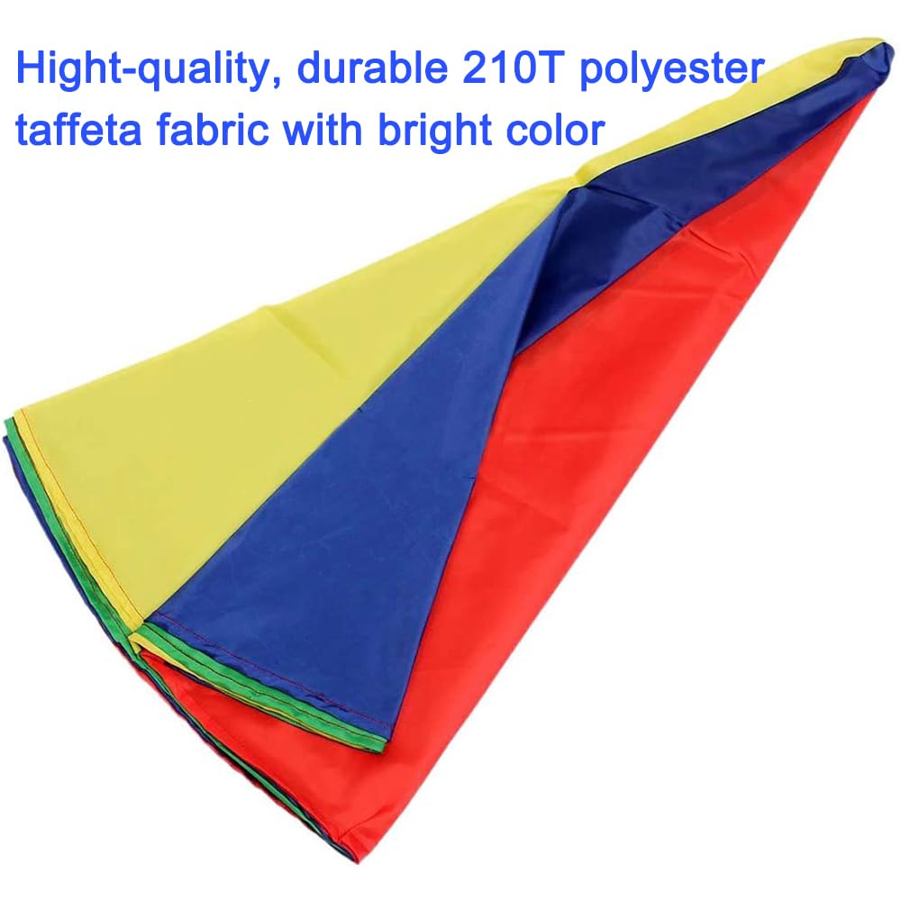 Amyese 10Ft Rainbow Parachute With 16 Handles For Kids Outdoor Party Games, Team Building Play Parachute Group Cooperative Team