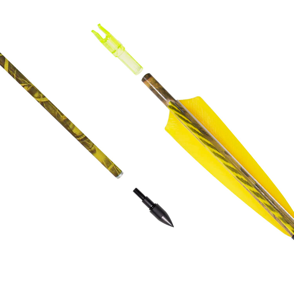 [6 Pack] Archery Sharly 31Inch Carbon Arrow Practice Hunting Arrows With 5 Camo Natural Feathers For Traditional Recurve Bow And