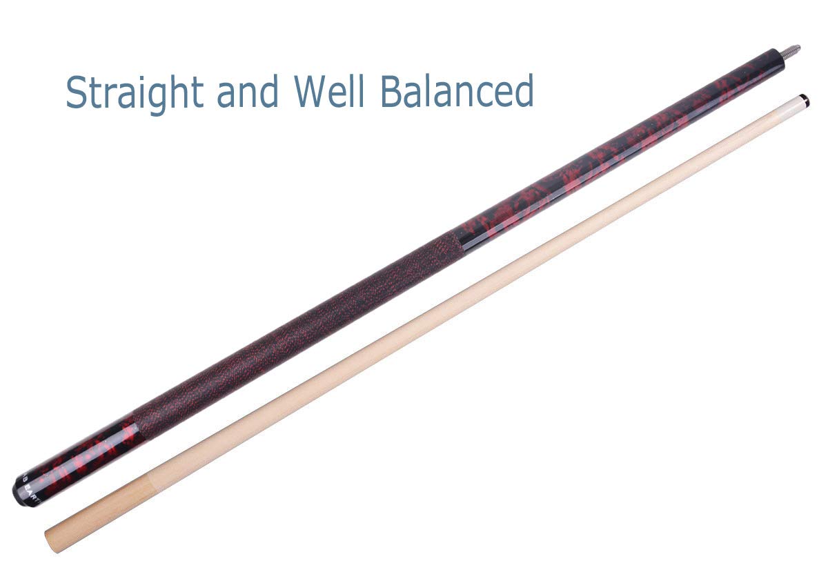 Ab Earth 58 Inch Hand-Painted Series 2-Piece Billaird Pool Cue Stick With Irish Linen Wrap (Red, 19Oz)