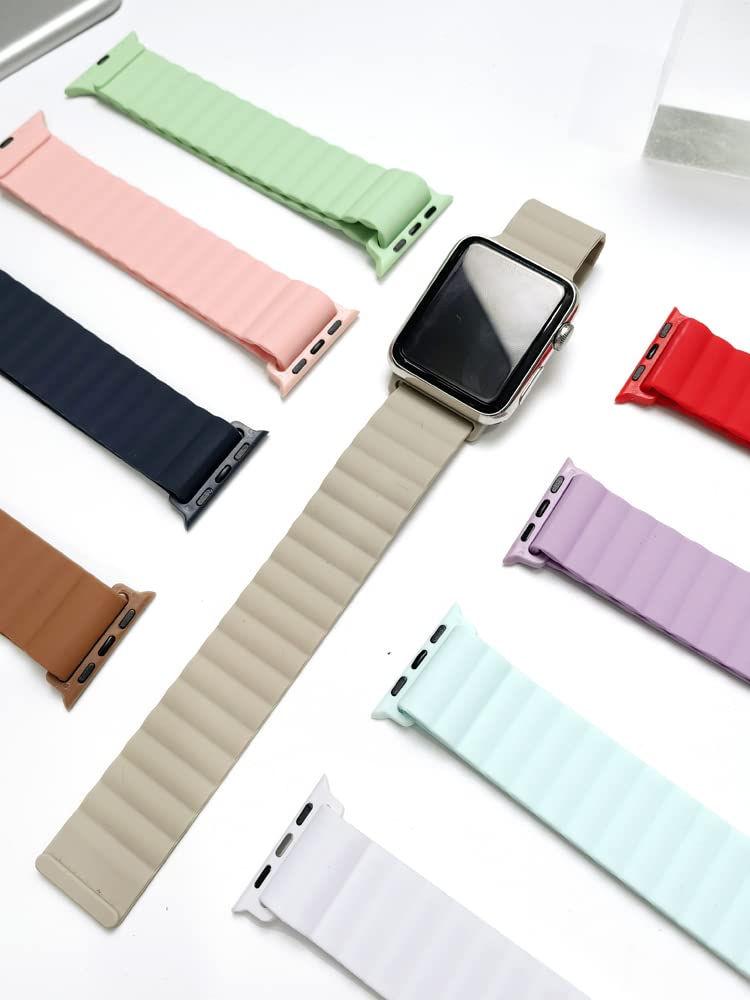 Magnetic Closure For Apple Watch Band 40Mm 41Mm 38Mm 44Mm 45Mm 42Mm 49Mm 44 45 40 41 Mm Kidmenwomen,Silicone Sport Loop Bracelet