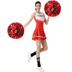 Puzine 4Pack 13'' Cheerleading Pom Poms With New Handle For Team Spirit Sports Dance Cheering Kids Adults 100G (4 Pack Red)