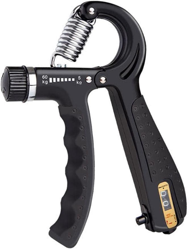 Fitness Scout Leather Adjustable Counter Hand Gripper for Strengthener (5Kg to 60Kg), Training, Finger Exercise, Power Gripper,