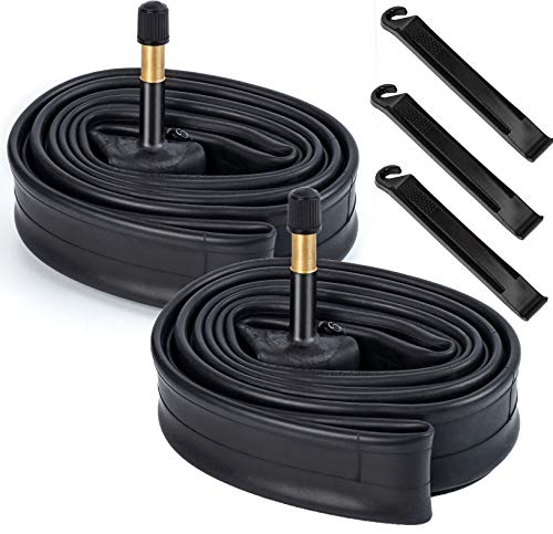 2 Pack 700C Bike Tubes 700 X 35/43C Av48 Schrader Valve With 3 Tire Levers Compatible With 700 X 35C 700 X 36C 700X37C 700 X 38C
