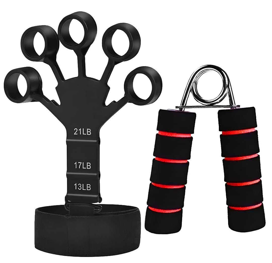 HeavyDuty Hand Grip Strengthener With NonSlip Knurled Handles  Metal Forearm & Grip Trainer For Strength Training, Muscle Fin