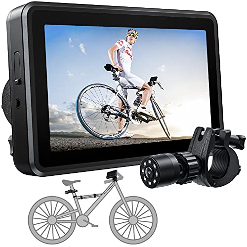 Feisike Handlebar Bike Mirror, Bicycle Rear View Camera With 4.3'' Hd Night Vision Function, 145    Wide Angle View, Adjustable 