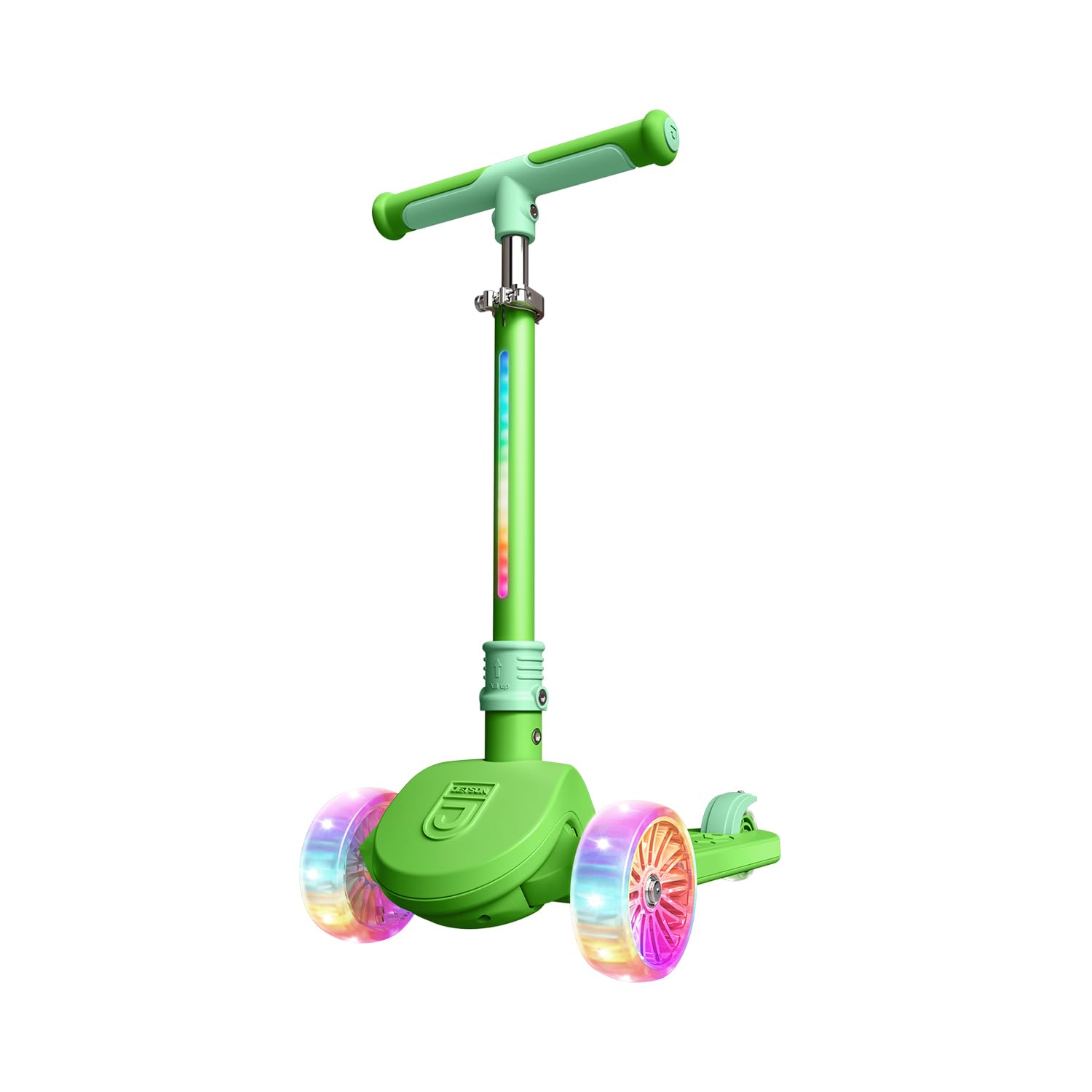 Jetson Halos Three-Wheel Light Up Kick Scooter, Light up Stem & Wheels, Height Adjustable Handlebar, Rear Brake, Ages 3+, JHALOS
