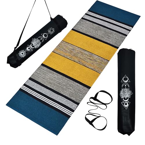 Luxe Looms  Yoga Mat For Women And Men, Size 2X6 Feet (180X60Cm), Pure Cotton With 6 Mm Thick, Anti Slip Mat For Home Or Gym Y