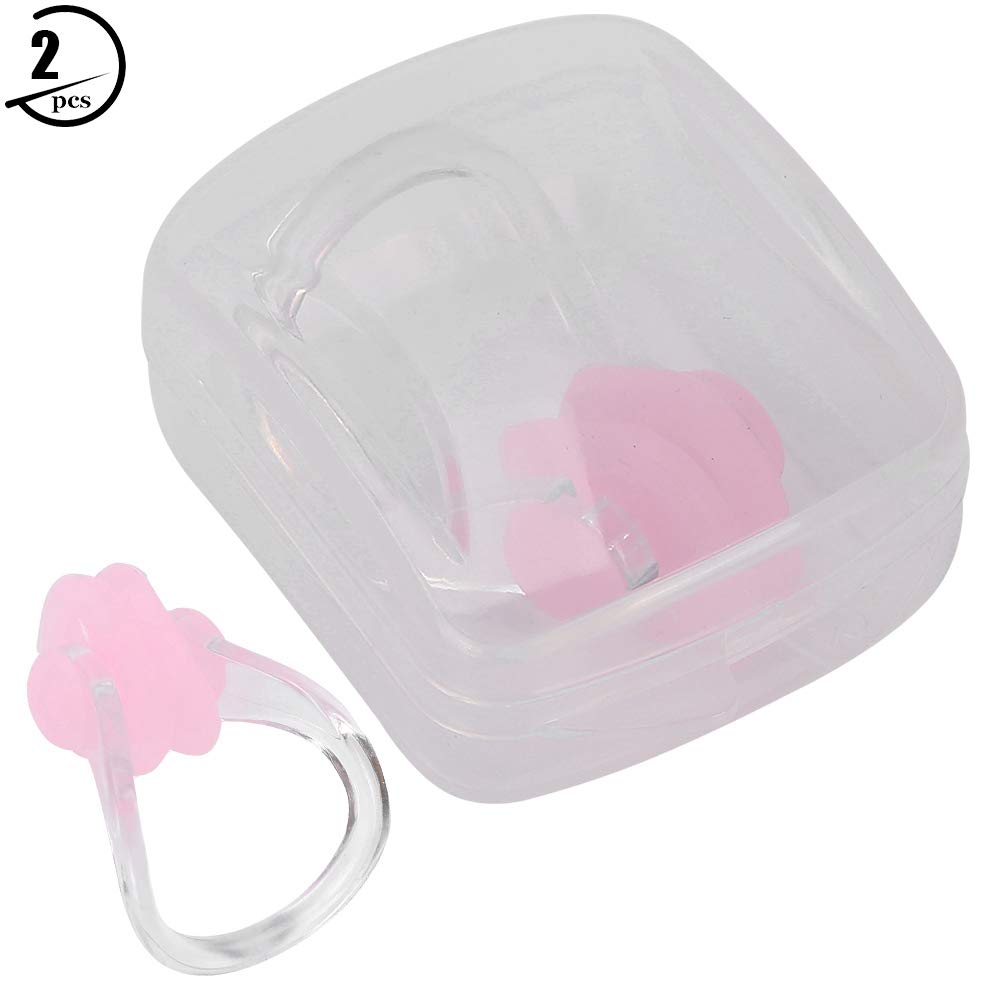 Hapivida 2Pcs Swimming Nose Clip, Silicone Swimming Nose Plug Training Protector Swim Nose Clip For Adults Kids With Storage Box