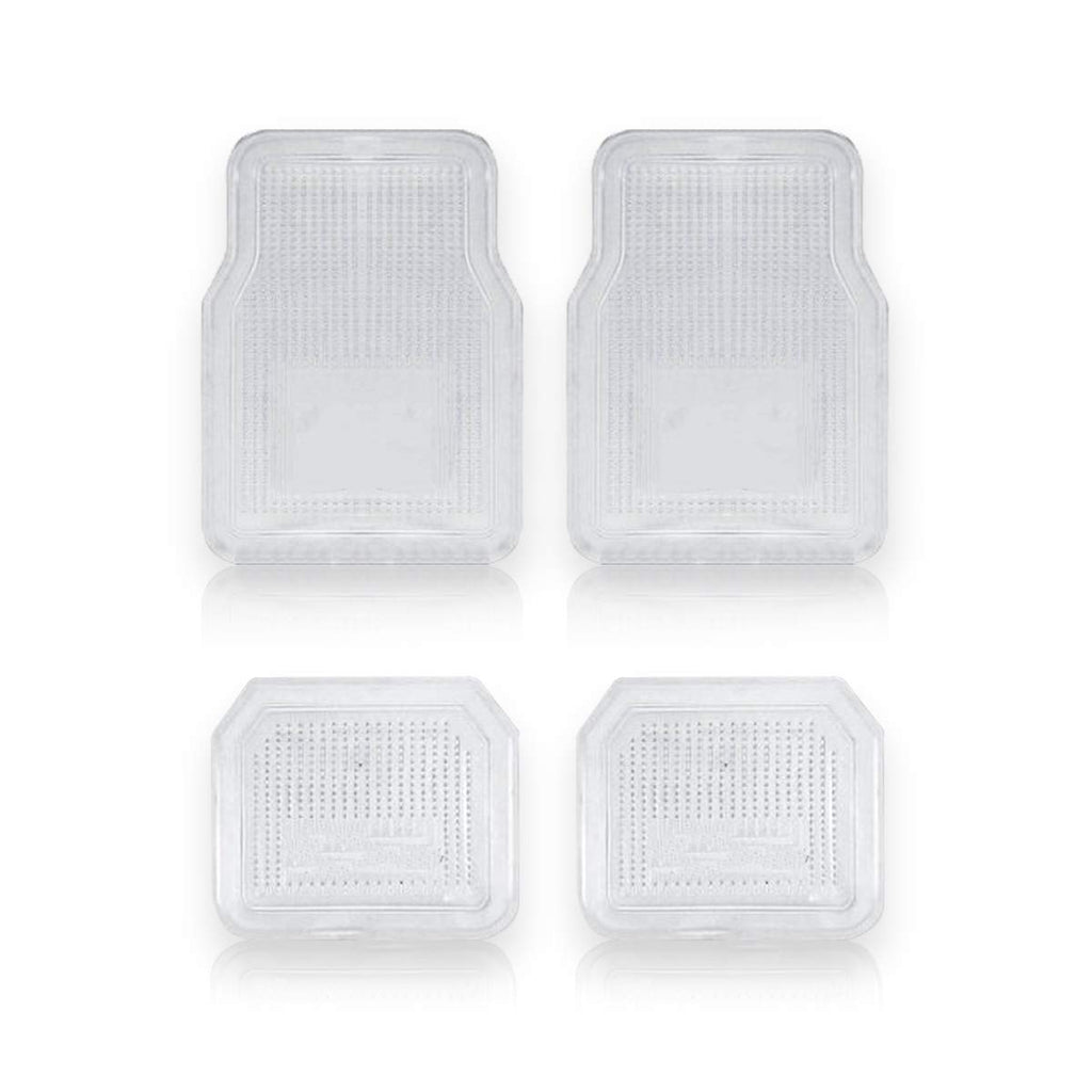 Vaygway All Weather Floor Mats-Universal 4 Piece Car Interior- Rubber Clear Car Plastic Rug- Heavy Duty Weather Protection Mats