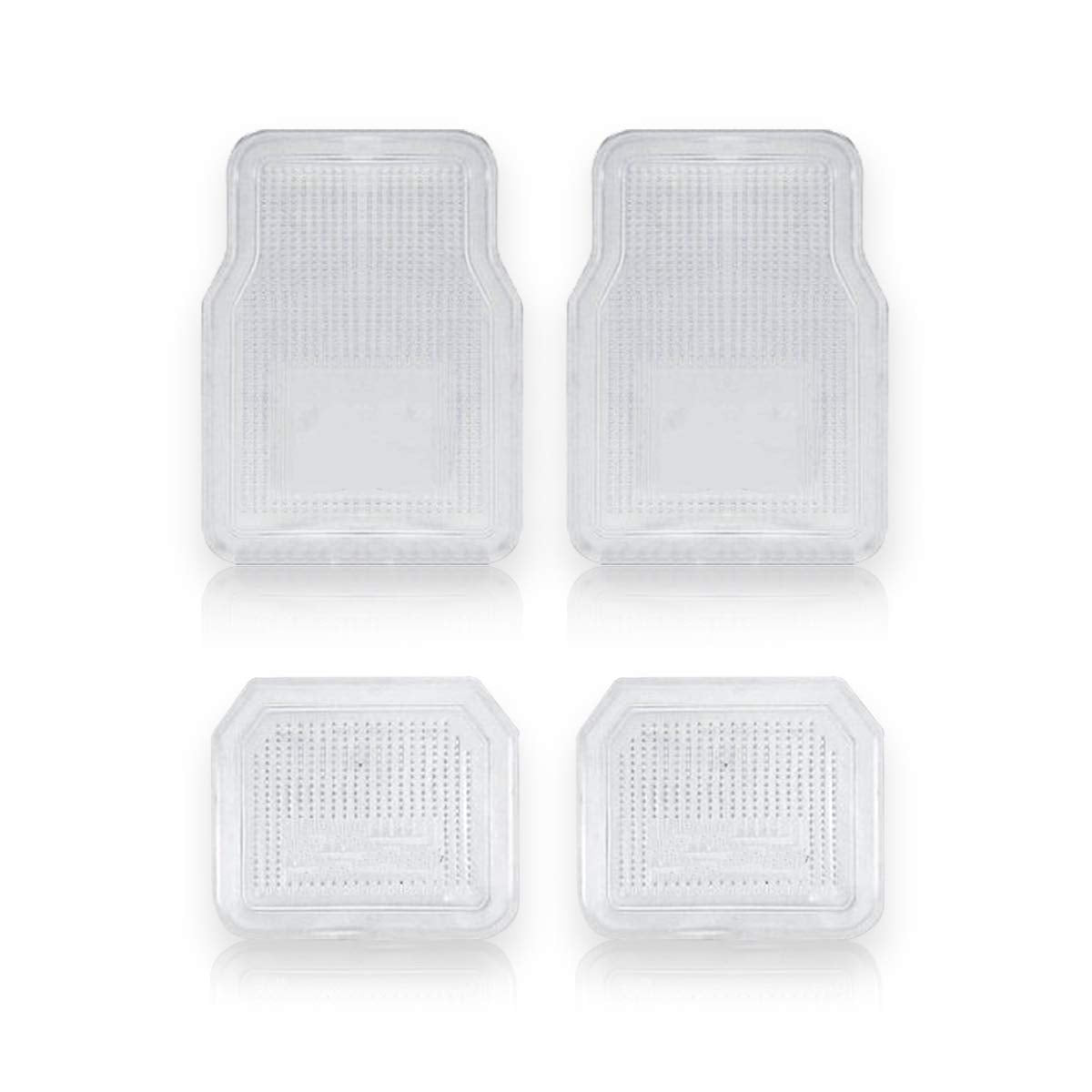 Vaygway All Weather Floor Mats-Universal 4 Piece Car Interior- Rubber Clear Car Plastic Rug- Heavy Duty Weather Protection Mats