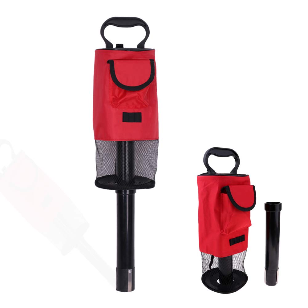 How True Golf Ball Retriever, Portable Shag Bag Golf Ball Pick Up With Removable Plastic Tube, Pocket Shagger Storage, Red