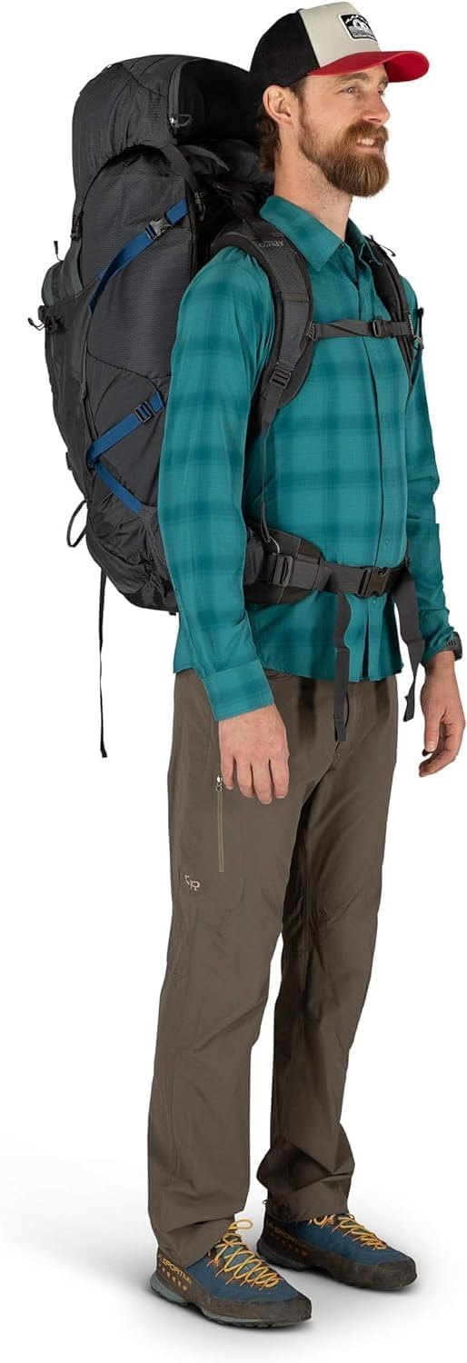 Osprey Aether Plus 70L Mens Backpacking Backpack, Axo Green, L/XL
