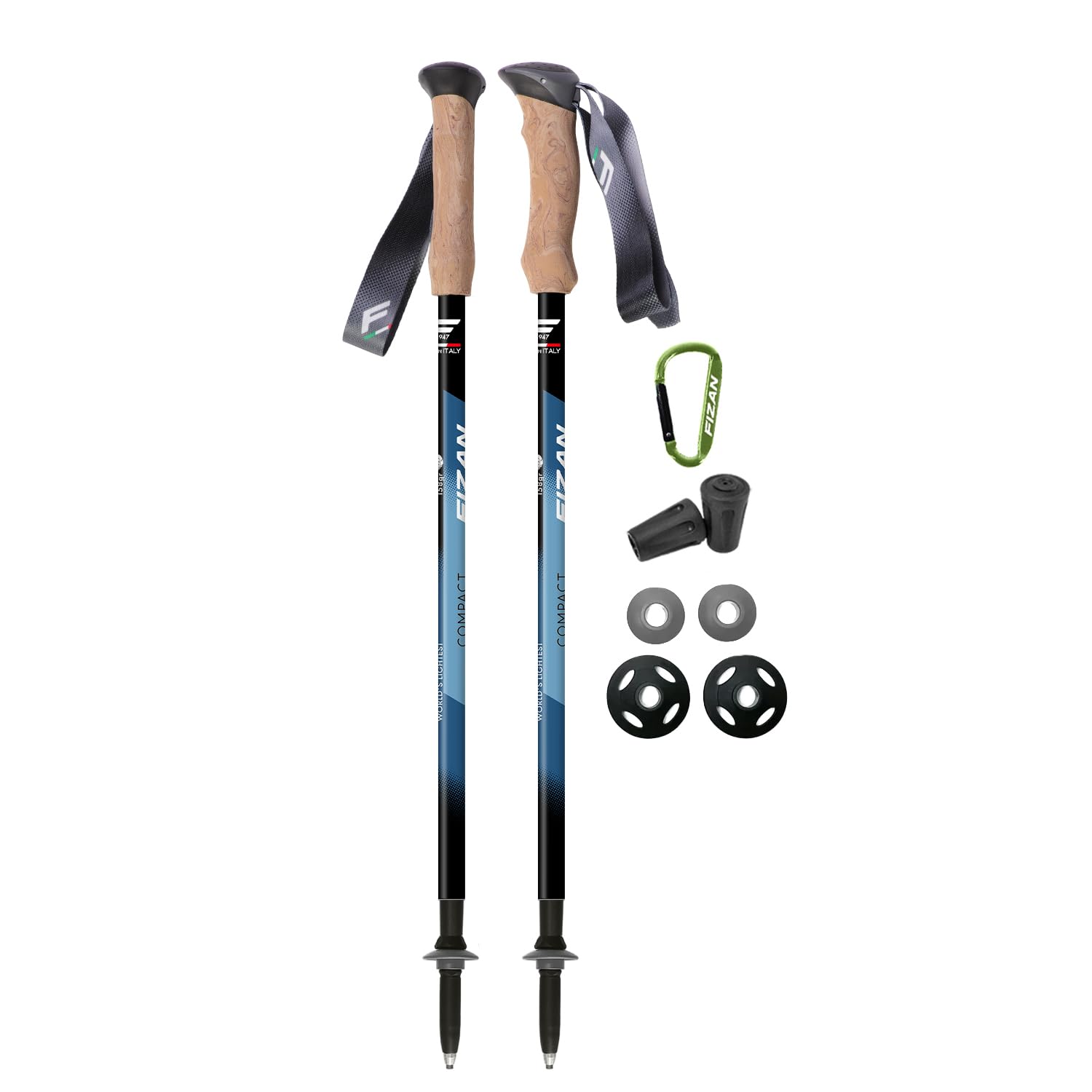 Fizan Compact 3 Trekking Poles - 5.6 oz Ultralight, Backpacking, Thru Hiking Poles, Adjustable, Collapsible, Customized Fit, Cor