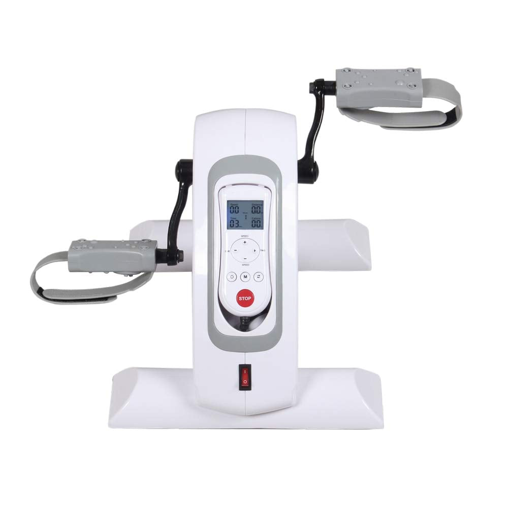 Confidence Fitness Motorized Electric Mini Exercise Bike V2 / Under Desk Pedal Exerciser - White/Grey