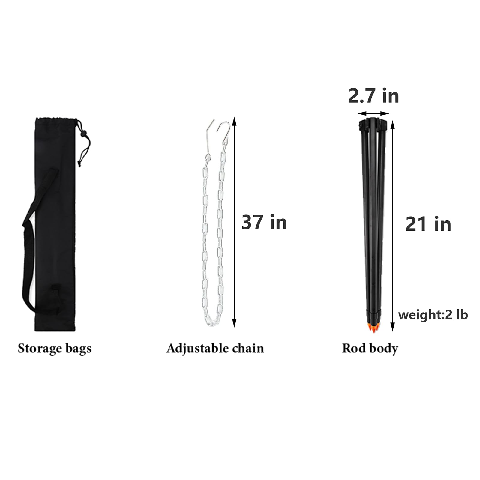 Caroyino 21-Inch Campfire Tripod, 47-Inch Five-Position Telescopic Camping Tripod With Adjustable Suspension Chain, Camping Trip