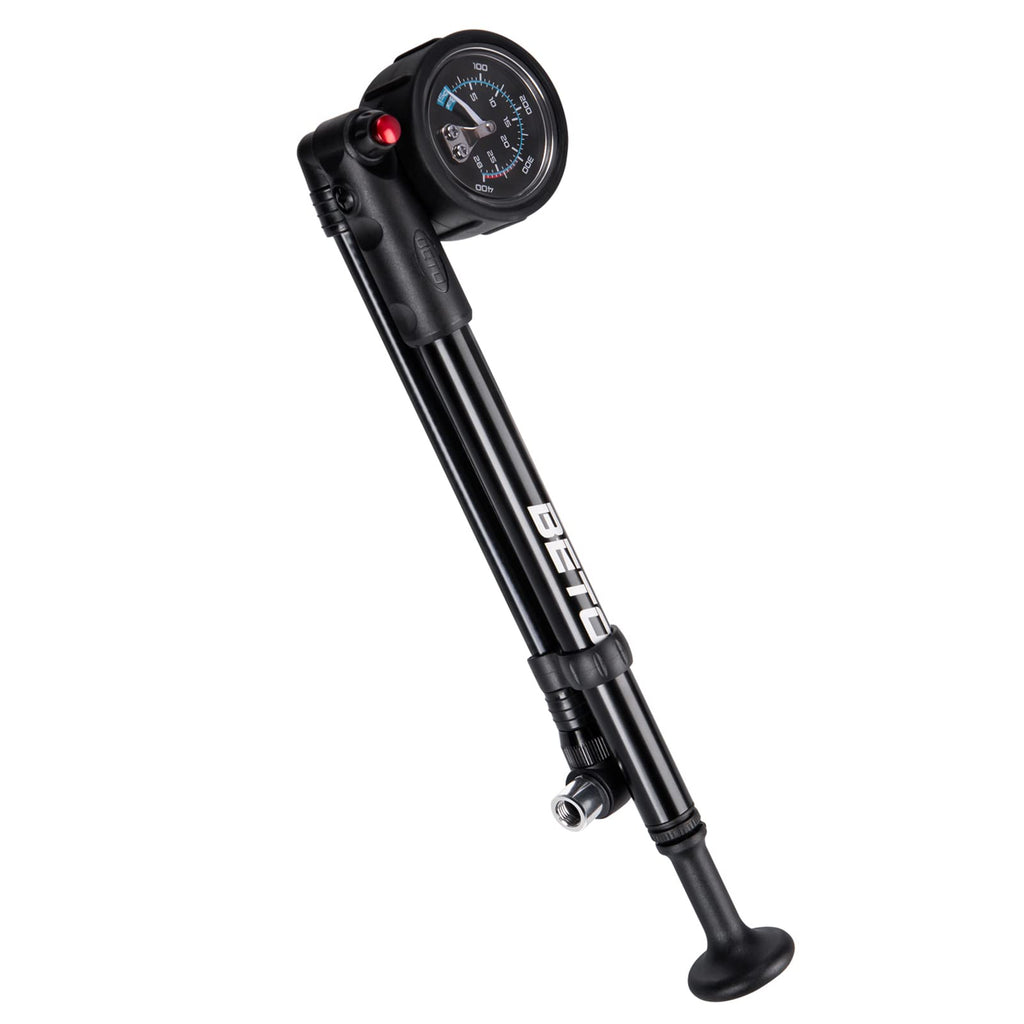 Beto High Pressure Shock Pump - (400 Psi Max) Mtb Bike Shock Pump For Fork & Rear Suspension With No-Loss Schrader Valve