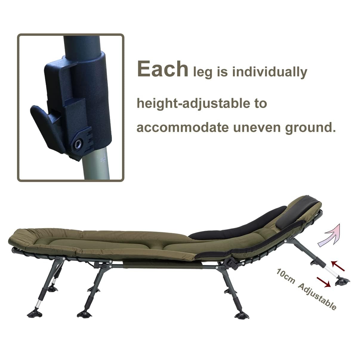 Yougym Xxl Camping Cots For Adults 330Lbs With Carry Bag, Heavy Duty Folding Bed With Soft Padded Cushion, Portable Military Cot