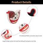 Keenso Golf Center Shaft Putter Cover, Lucky Cat Waterproof Golf Mallet Head Cover Club Center Putter Headcover Guard Protector