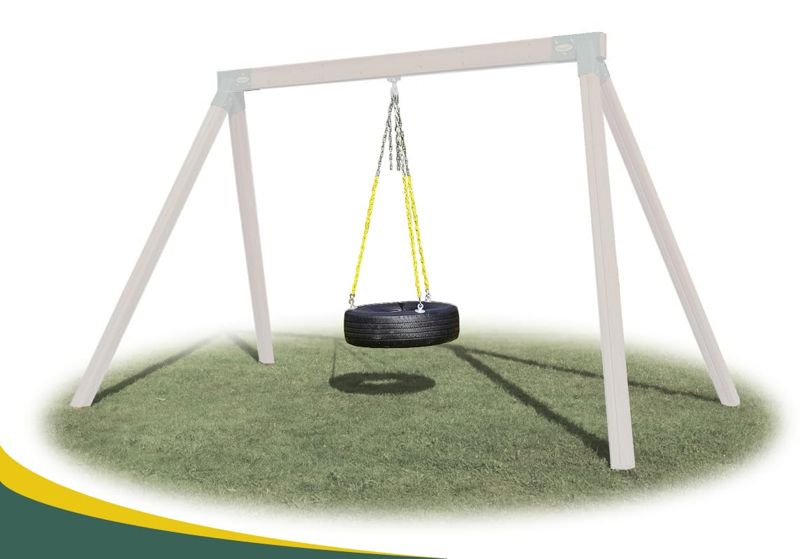 Eastern Jungle Gym Heavy-Duty 3-Chain Rubber Tire Swing Seat With Adjustable Coated Swing Chains - Swing Set Accessories