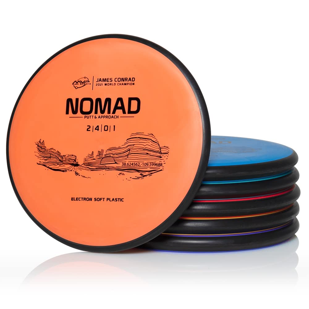 Mvp Disc Sports Electron Nomad (Soft) James Conrad Edition Disc Golf Putter 6-Pack (Assorted Weights/Colors May Vary)