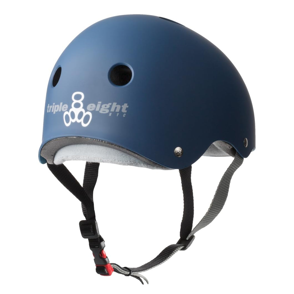 Triple Eight The Certified Sweatsaver Helmet For Skateboarding, Bmx, And Roller Skating, Navy Rubber, Large / X-Large