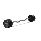 Titan Fitness 100 Lb Rubber Ez Curl Fixed Barbell, Pre-Loaded Weight Bar For Strength Training & Weightlifting