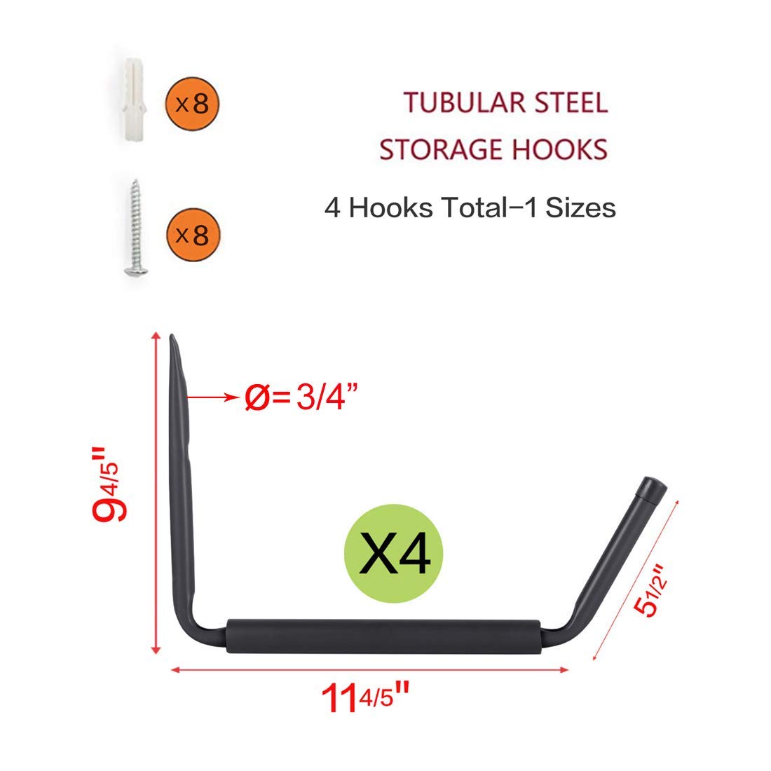Wintek Heavy Duty Giant Arm Hang-It-All Wall Mount Storage Hook Rack For Sup&Surfboard,Ski&Snow Board,Skate Board,Long Board,Pad