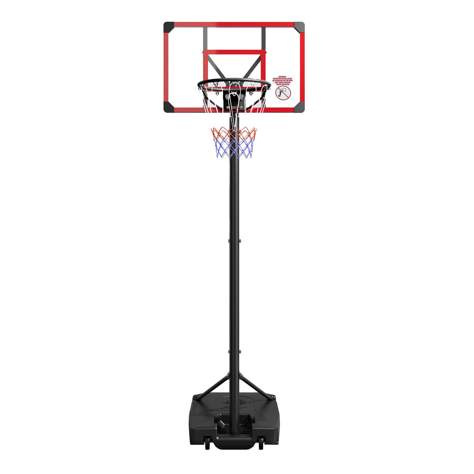 Basketball Hoop Outdoor 48 Inch Shatterproof PC Backboard, 4.92-10FT Stepless Adjustable Height, Portable Basketball Hoop with W