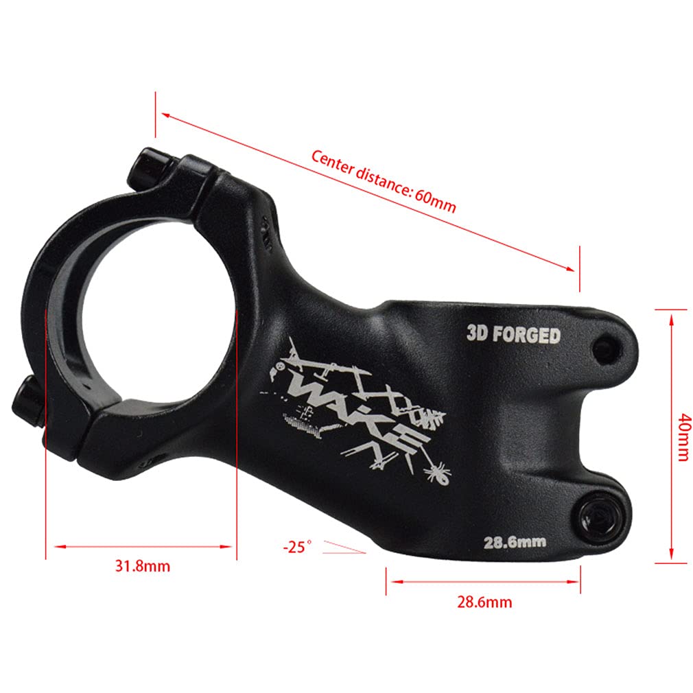 Mtb Stem 31.8 Stem 60Mm 25 Degree Wake Mountain Bike Stem Short Handlebar Stem For Most Bicycle, Road Bike, Mtn, Bmx, Fixie Gear