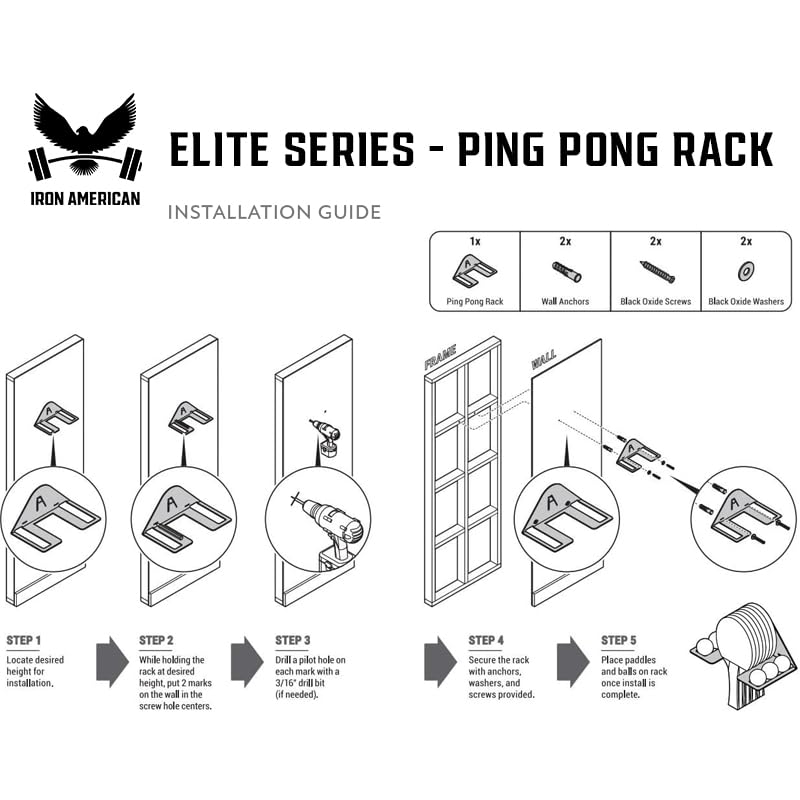Iron American Elite Ping Pong And Table Tennis Storage Rack, Made In Usa - 1.375 Inch Slot For Balls And 3.25 Inch Slot For Padd