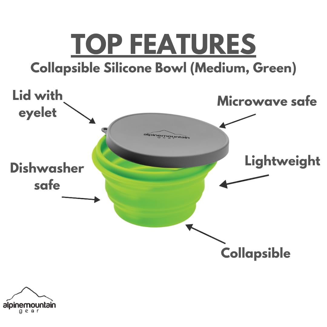 Collapsible Silicone Bowl With Lid For Camping And Backpacking - Camping Dishware Gear Essentials In Small/Medium/Large (Made By