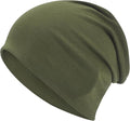 Paropkar Cotton Slouchy Beanie Hats For Men Women Stretchy Skull Cap, Chemo Headwear Caps, Lightweight Hat (Olive)